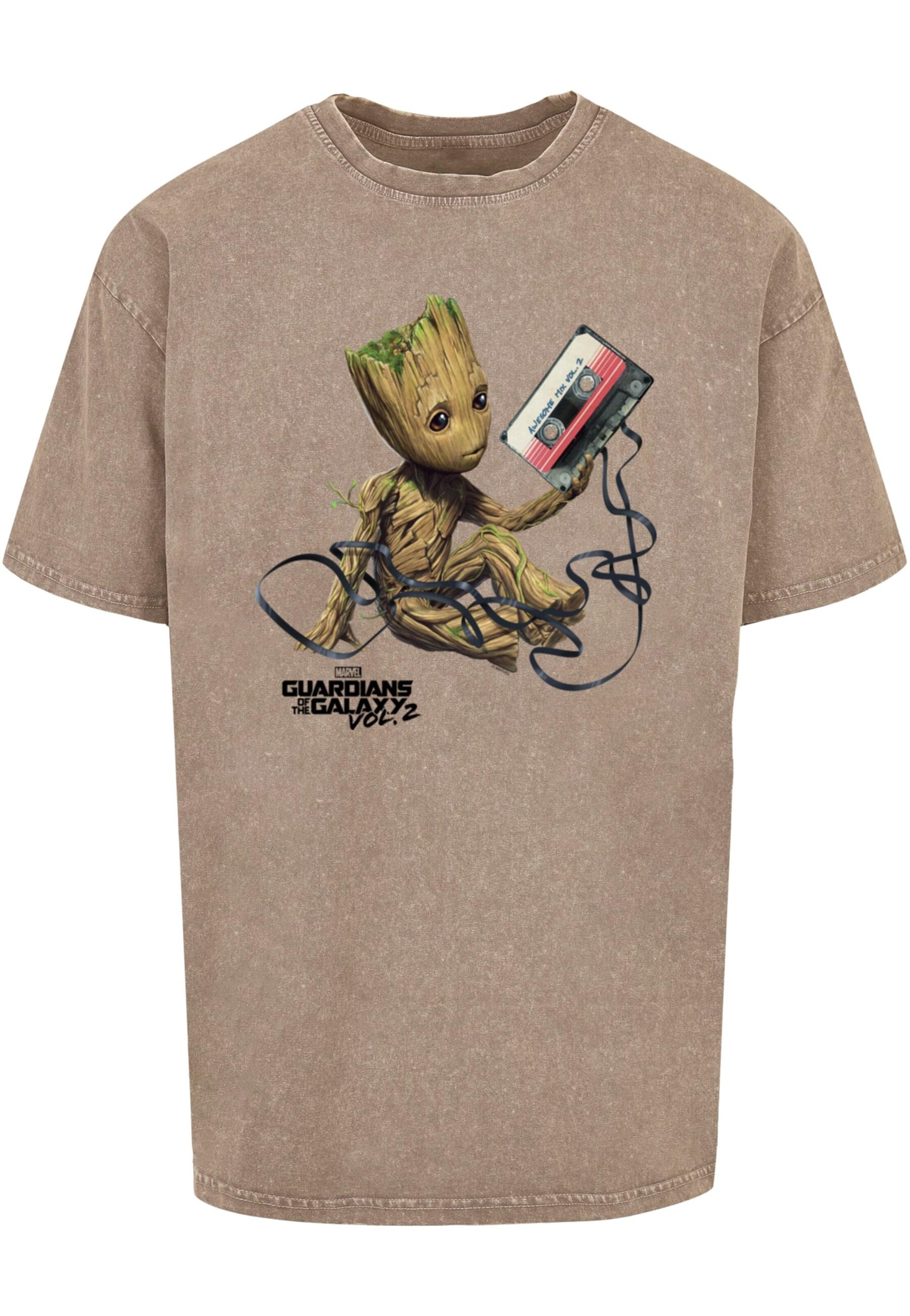 T-Shirt 'Guardians Of The Galaxy Vol2 - Groot Tape' ABSOLUTE CULT en marron : devant