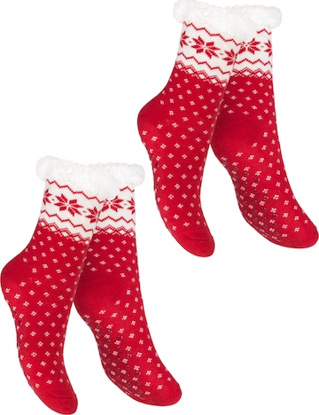 footstar Socken 'Haussocken' in Rot: Vorderseite