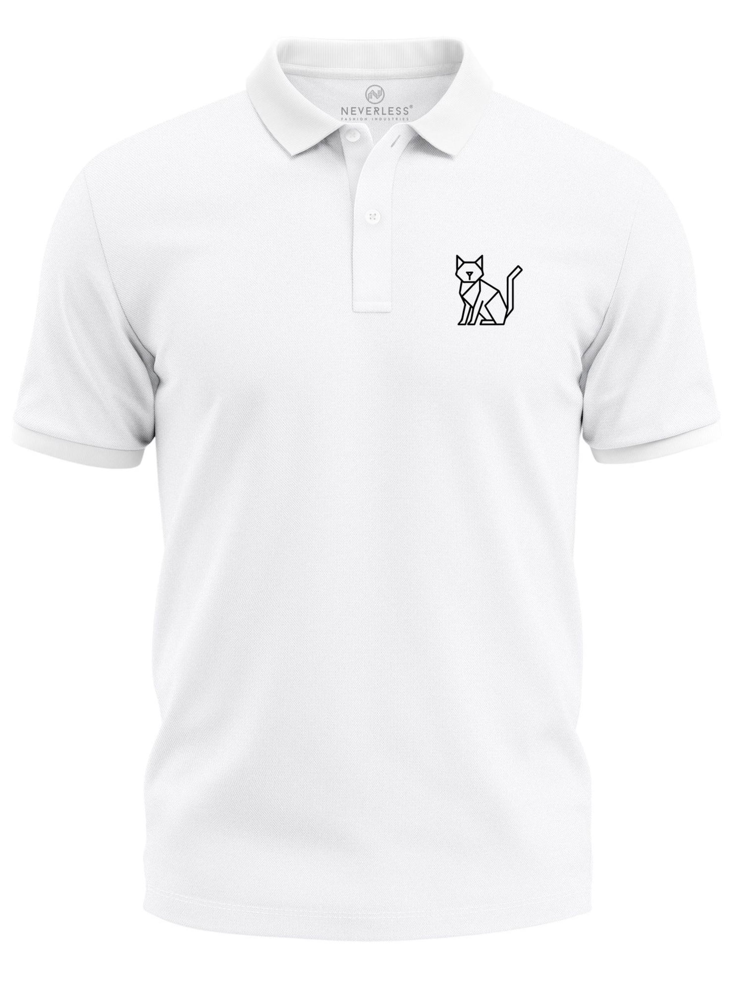 Neverless Shirt 'Cat Polygon' in White: front
