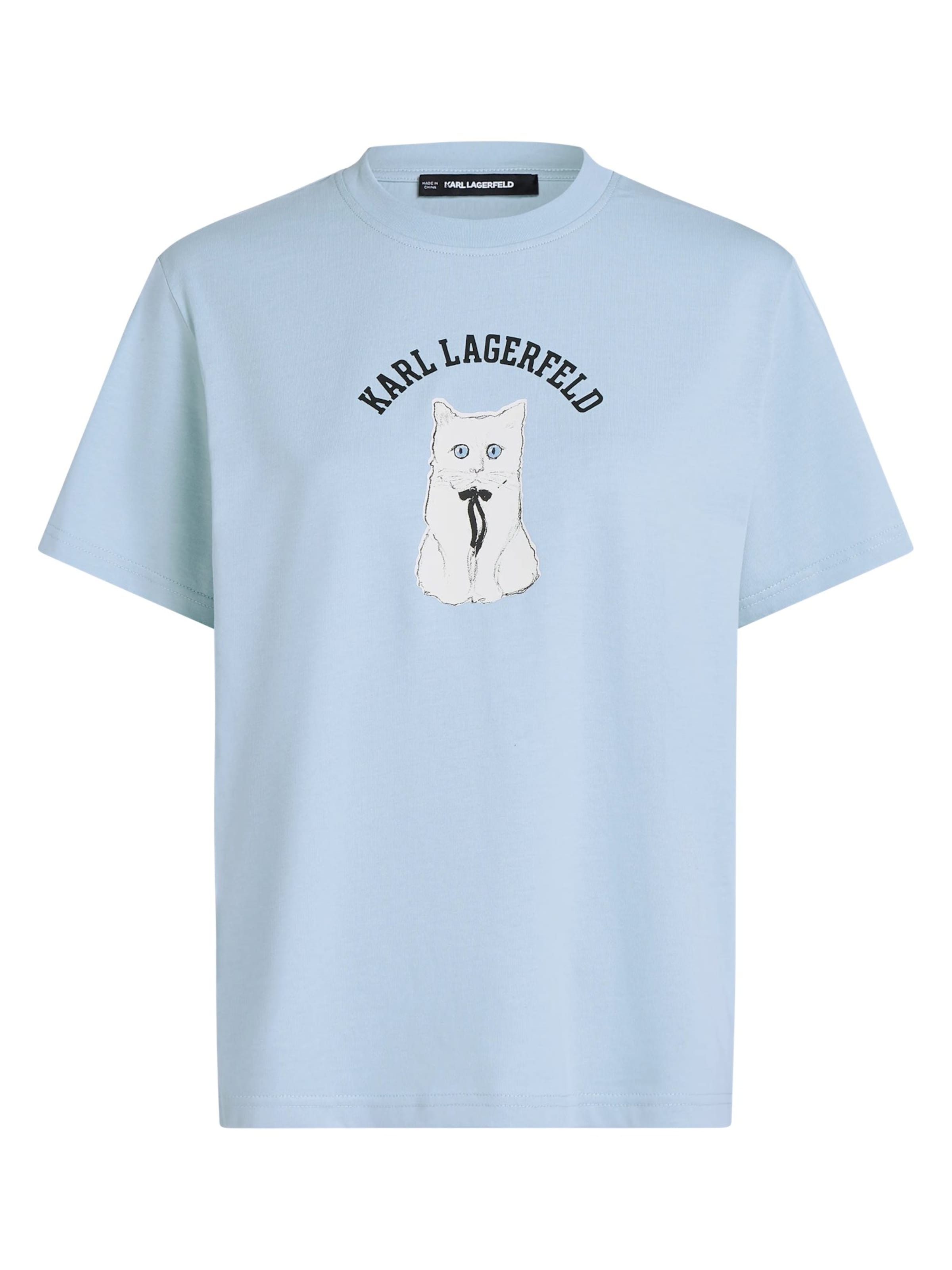 Tricou 'Choupette-Skizze' de la Karl Lagerfeld pe albastru: față