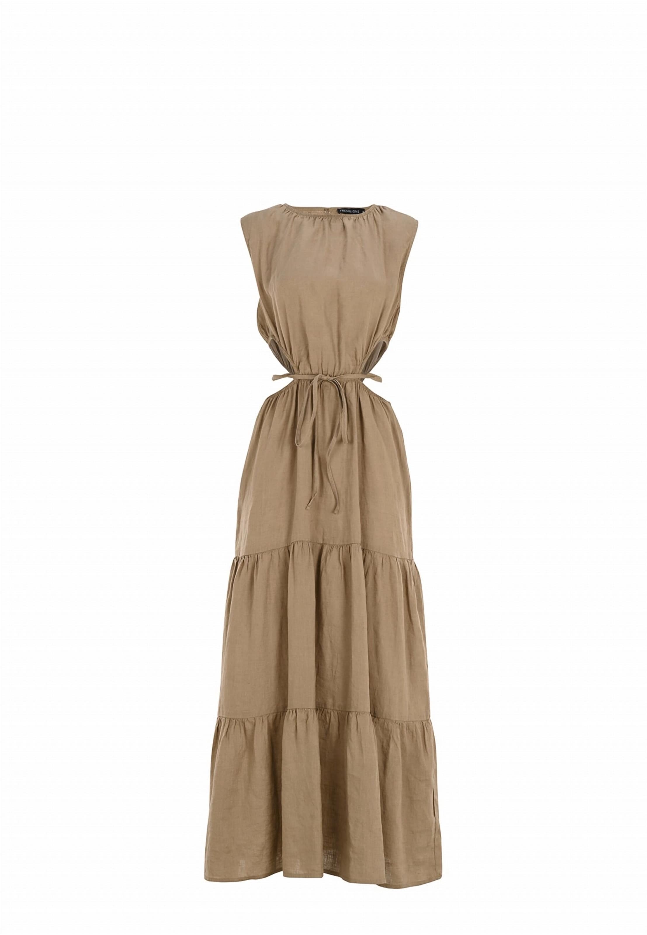 FRESHLIONS Maxikleid 'Lilia' in Braun: Vorderseite