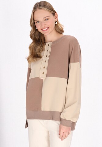 MYMO Sweatshirt 'Back To School' in Beige: front