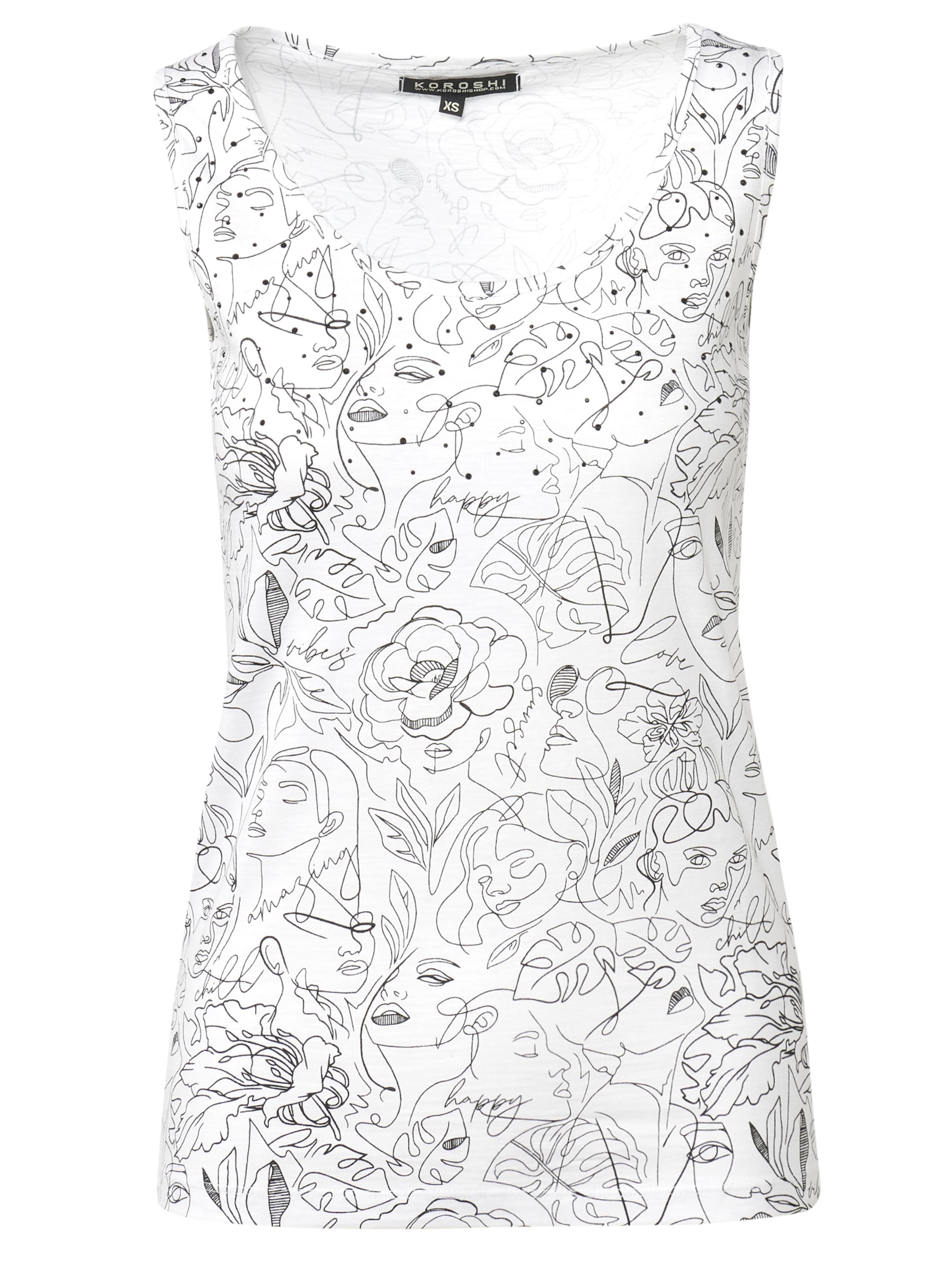 KOROSHI Top 'GURTBAND' – bílá: přední strana