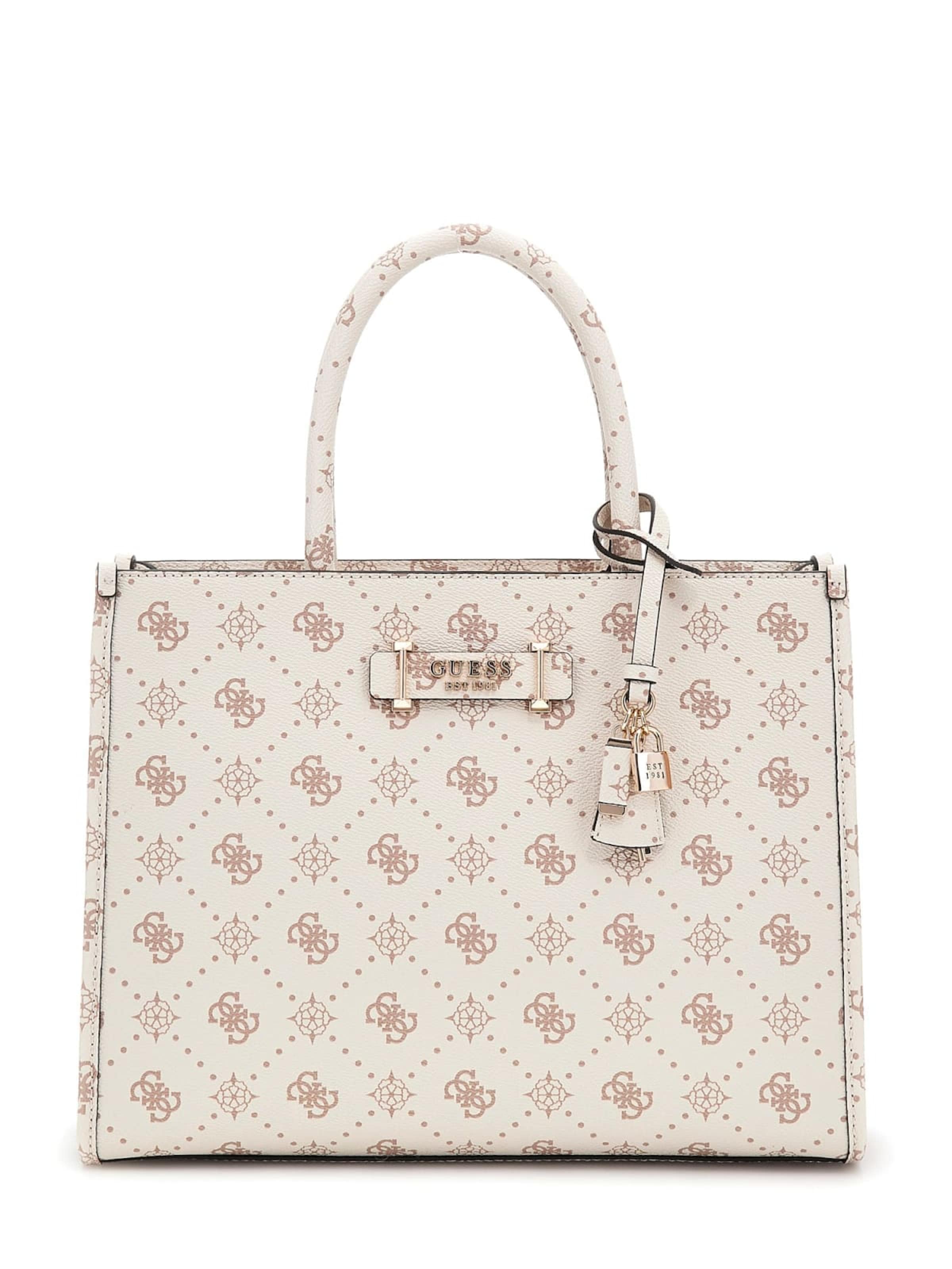 GUESS - Bolso de hombro 'Guess Sac BandouliÃ¨re Silia Girlfriend Sat Vanilla Logo GP989022' en blanco: frente