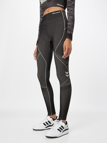 Hummel Skinny Sportovní kalhoty 'Mila' – černá: přední strana
