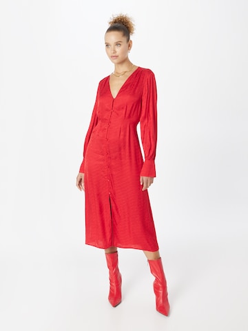 Karl Lagerfeld - Vestido camisero en rojo: frente