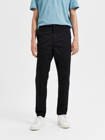 SELECTED HOMME Regular Chino 'SLHNew Miles' in Zwart: voorkant