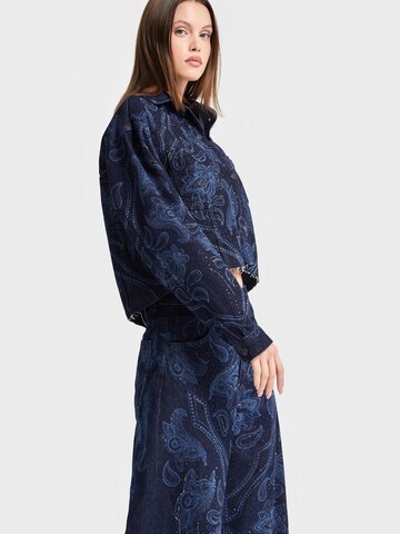 IT'S BASIC Between-season jacket 'Rhinestone Printed Denim Jacket' in Blue