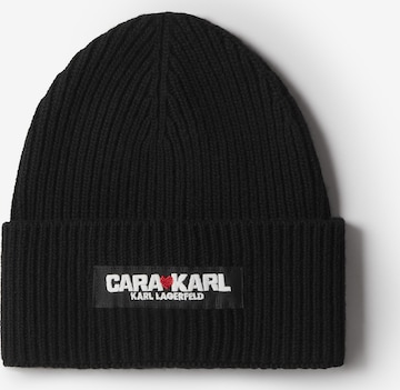 KARL LAGERFELD x CARA DELEVINGNE Beanie in Black: front