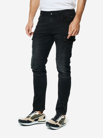 KOROSHI Regular Cargojeans i svart