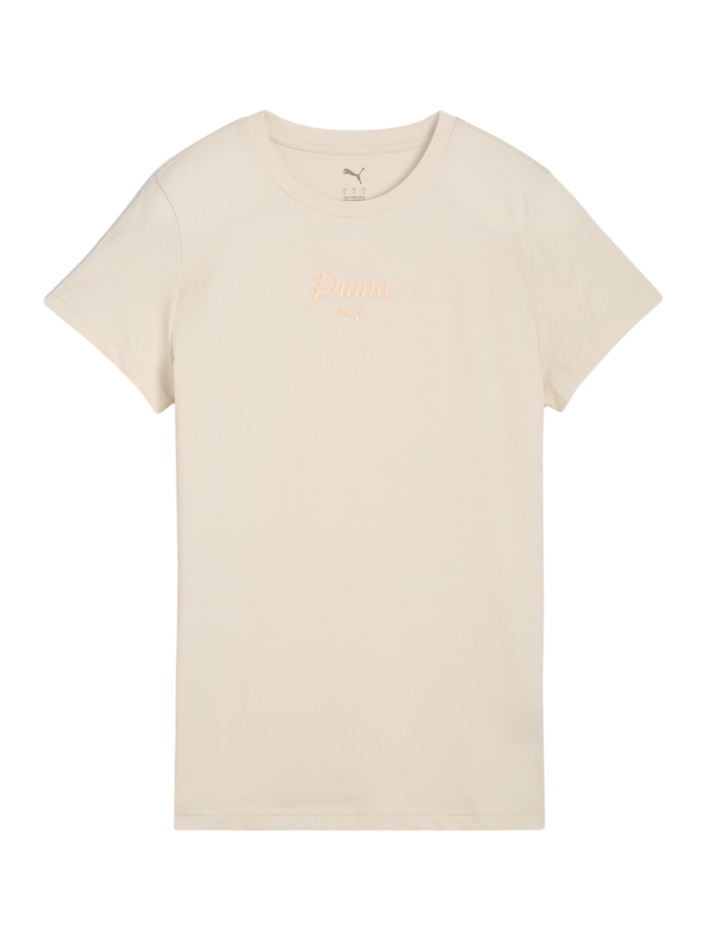 PUMA T-Shirt 'ESS SCRIPT' in Beige: Vorderseite