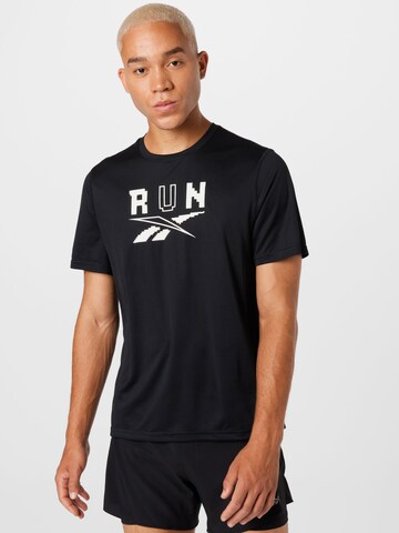 Reebok - Camiseta funcional en negro: frente