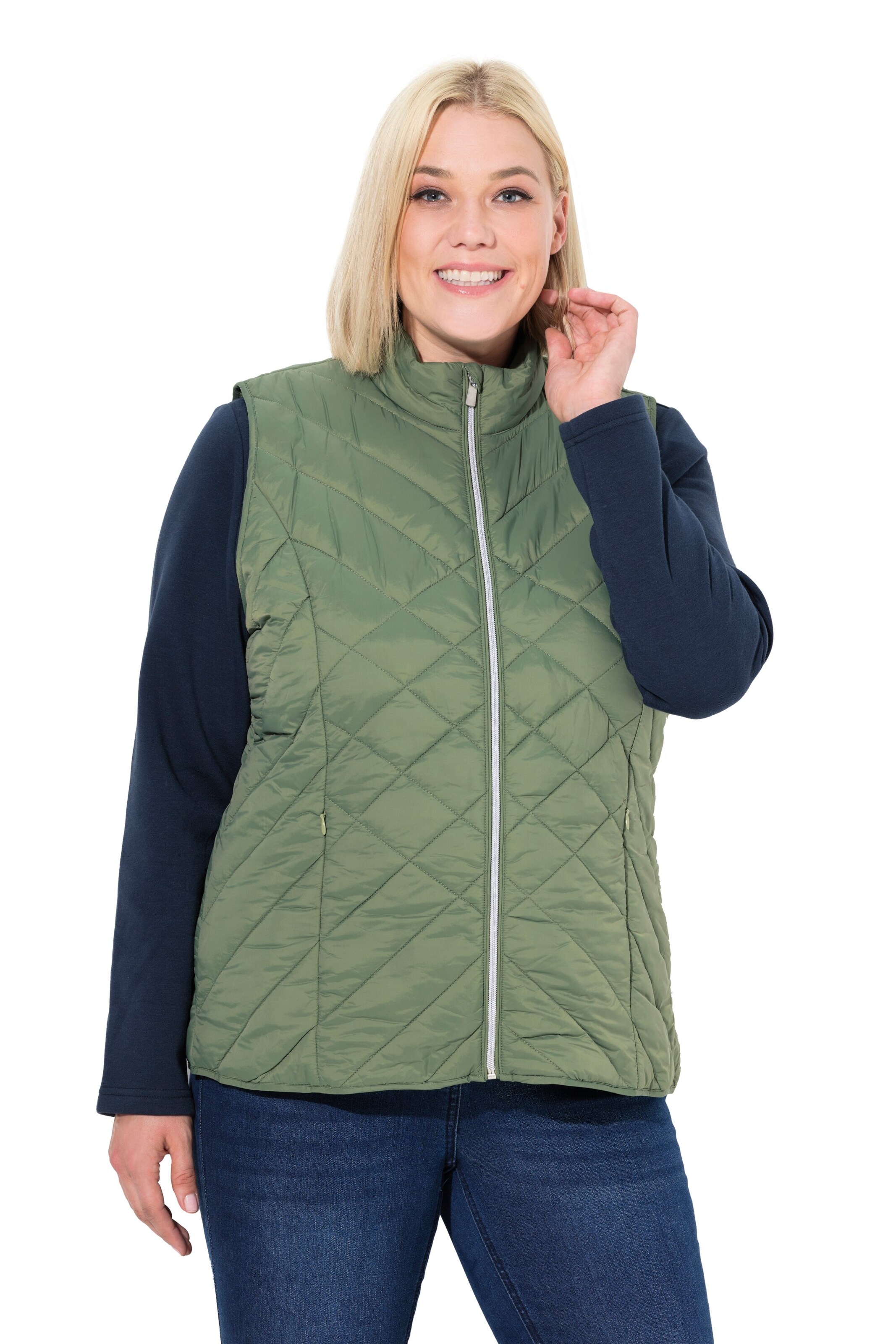 Ulla Popken Weste in Grün: Vorderseite