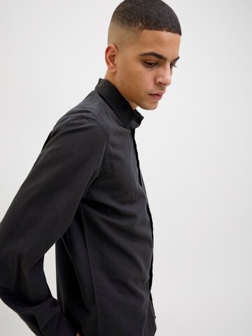 JACK & JONES Slim Fit Hemd 'JJESUMMER SHIRT LS'‌ in Schwarz