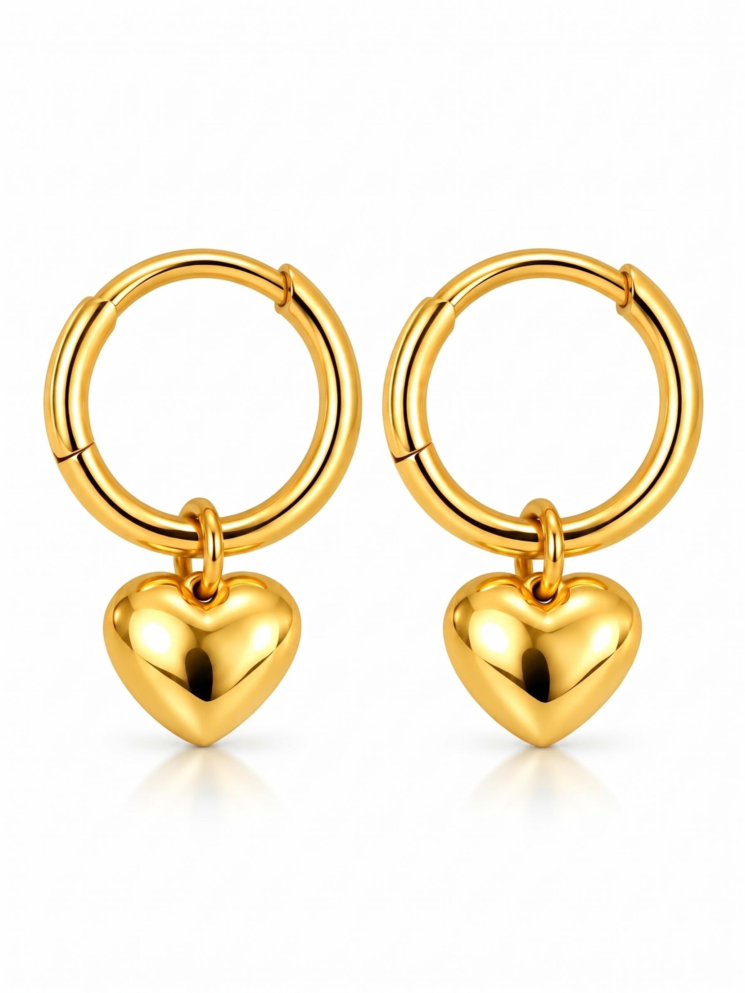 Kamakula Earrings 'Heart Charm' in Gold: front