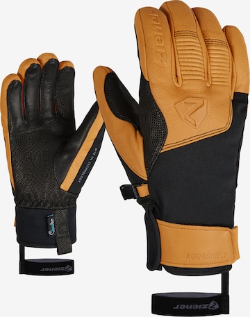 ZIENER Athletic Gloves 'GANZENBERG AS(R) AW glove ski alpin' in Brown: front