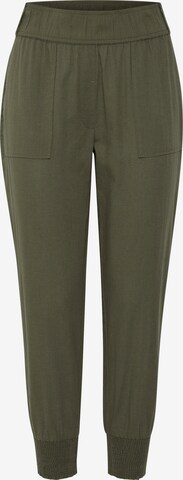 Fransa Tapered Pleat-Front Pants in Green: front