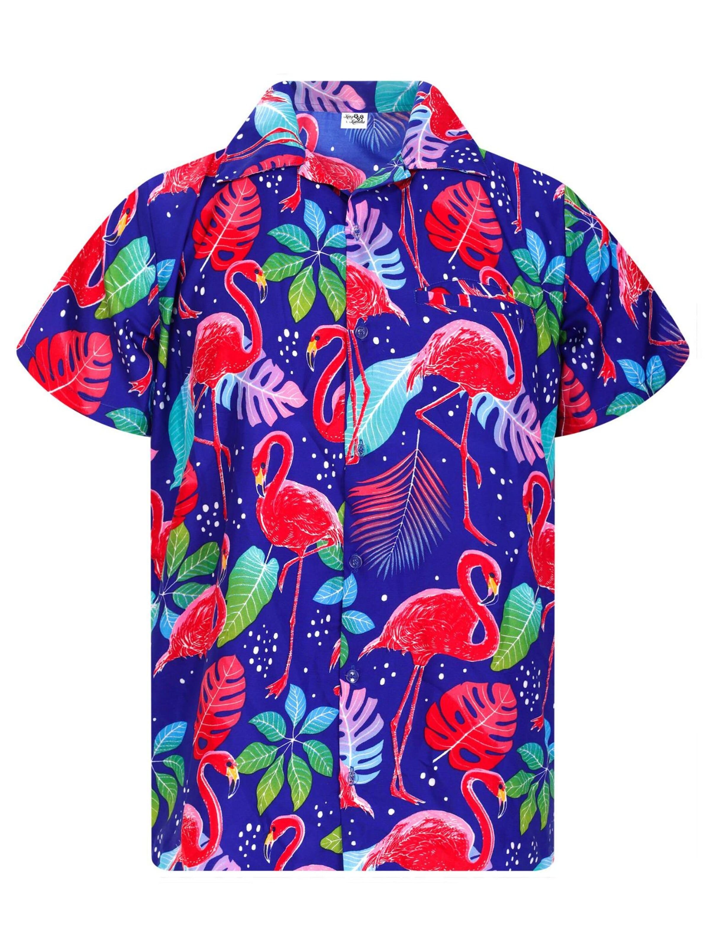 King Kameha Shirt 'Funky Flamingos'‌‌‌‌‌‌ in Blau: Vorderseite