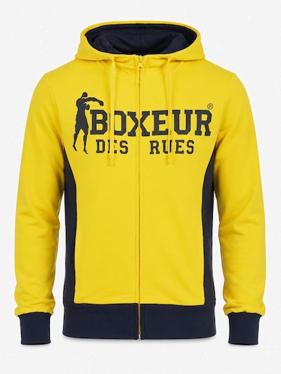 Boxeur des Rues Sweatshirt 'Herren Hoodie Fitted Boxeur des Rues mit Reißverschluss und Kapuze, Gelb mit Marineblau, Baumwolle' in XXL in Yellow, Item view