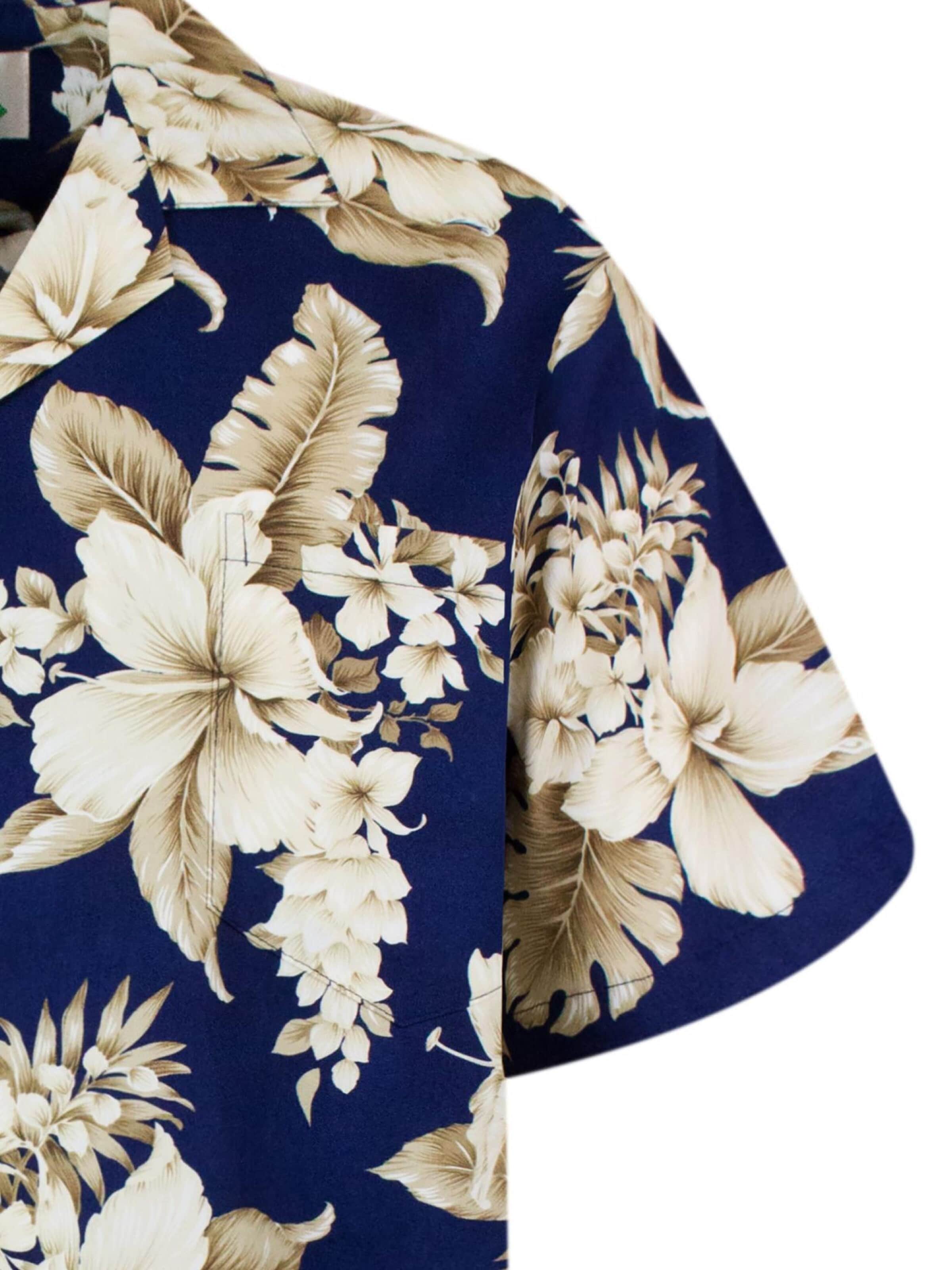 KY's Regular fit Overhemd 'Goldbraune Blume' in Blauw