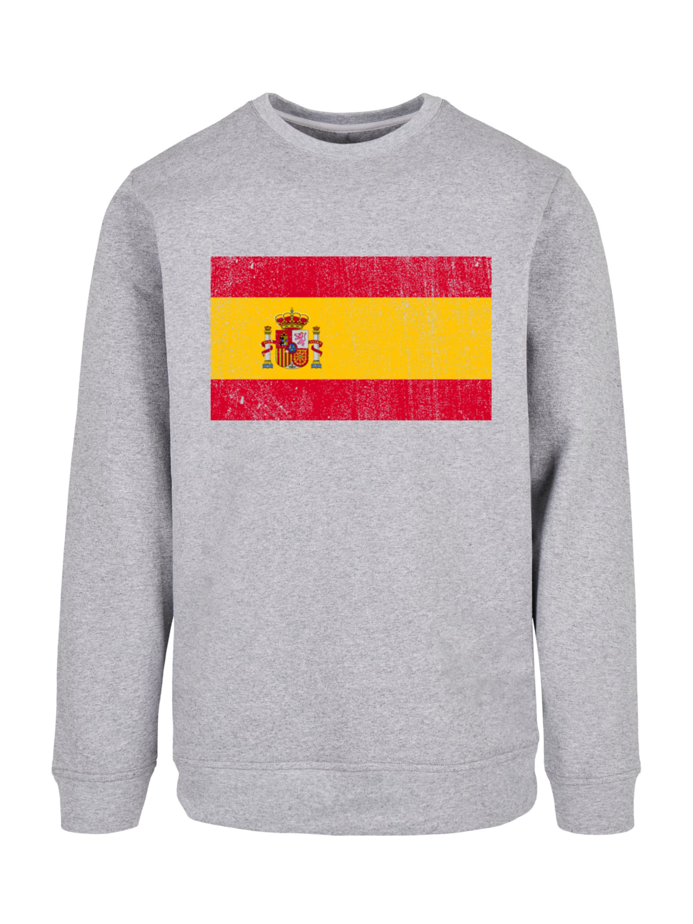 F4NT4STIC Sweatshirt 'Spain Spanien Flagge' in Grau: Vorderseite