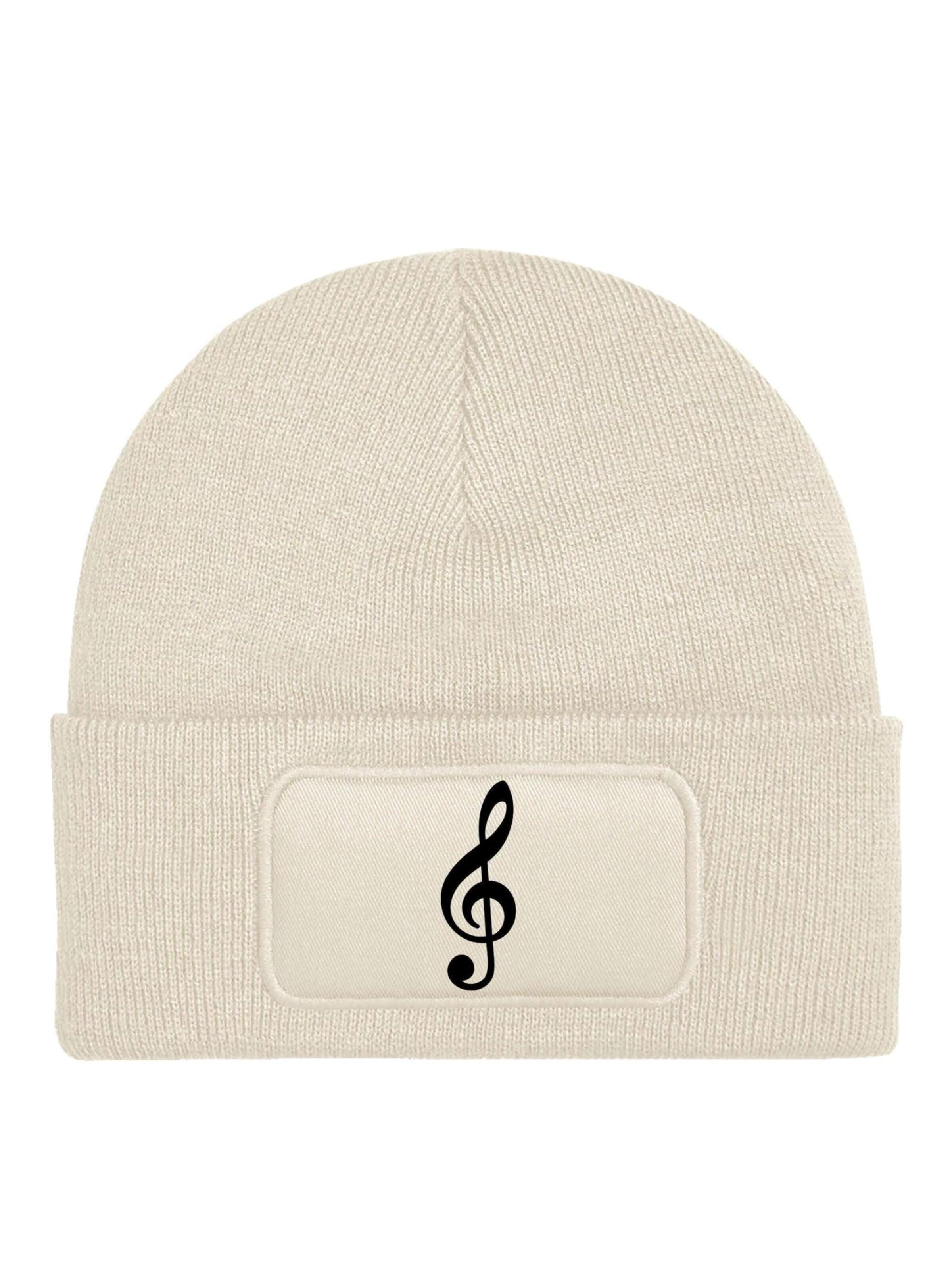 Youth Designz Mütze 'Notenschlüssel'‌‌‌‌‌‌ in Beige: Vorderseite