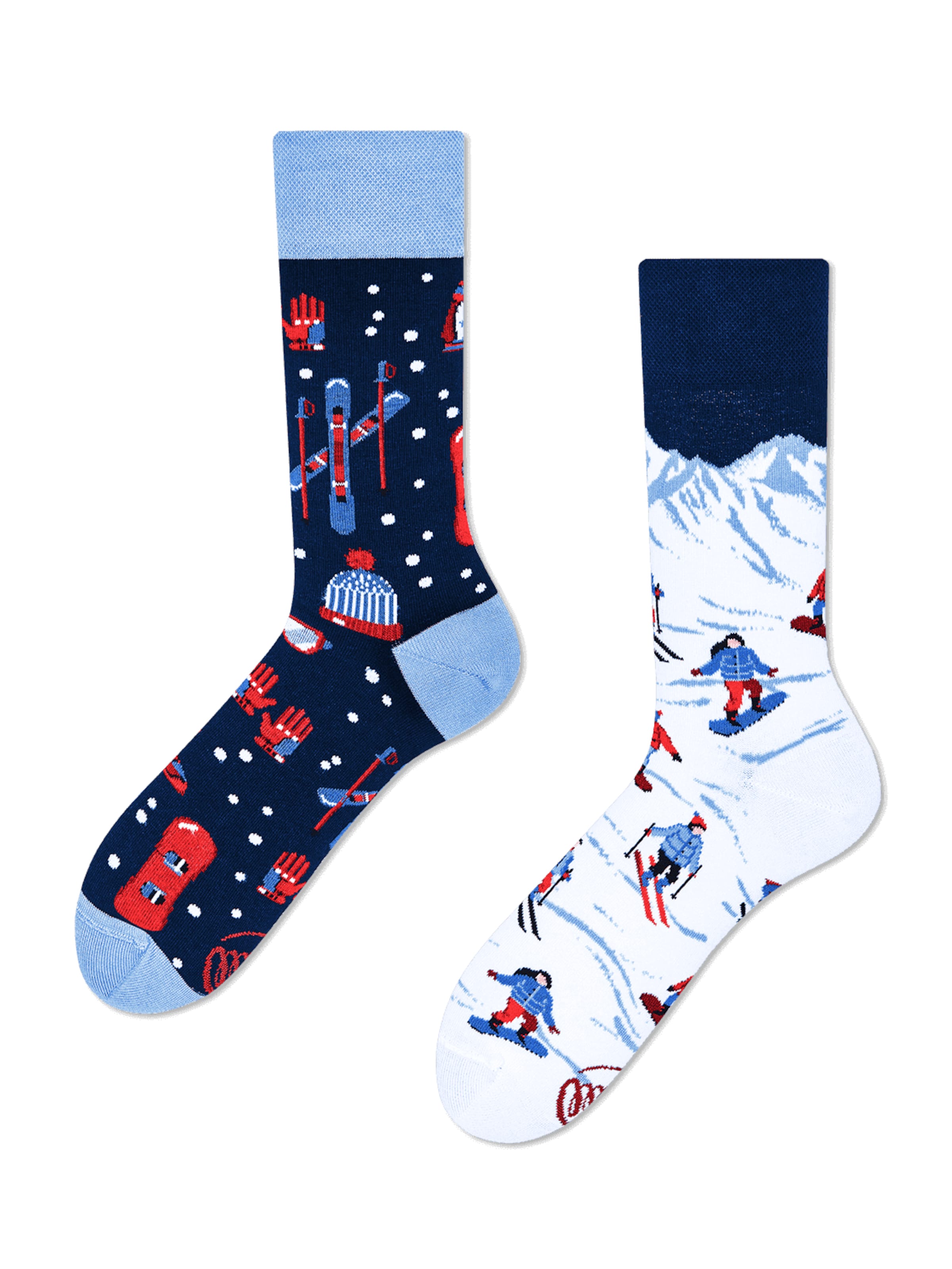 Many Mornings Socks 'Many Mornings Alpine Ski' in Blue: front