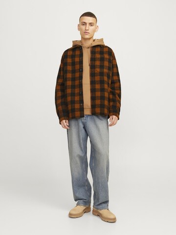 JACK & JONES Comfort fit Button Up Shirt in Brown