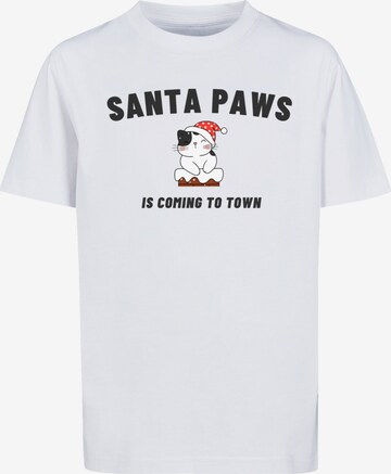 F4NT4STIC Shirt 'Santa Paws Christmas Cat' in White: front