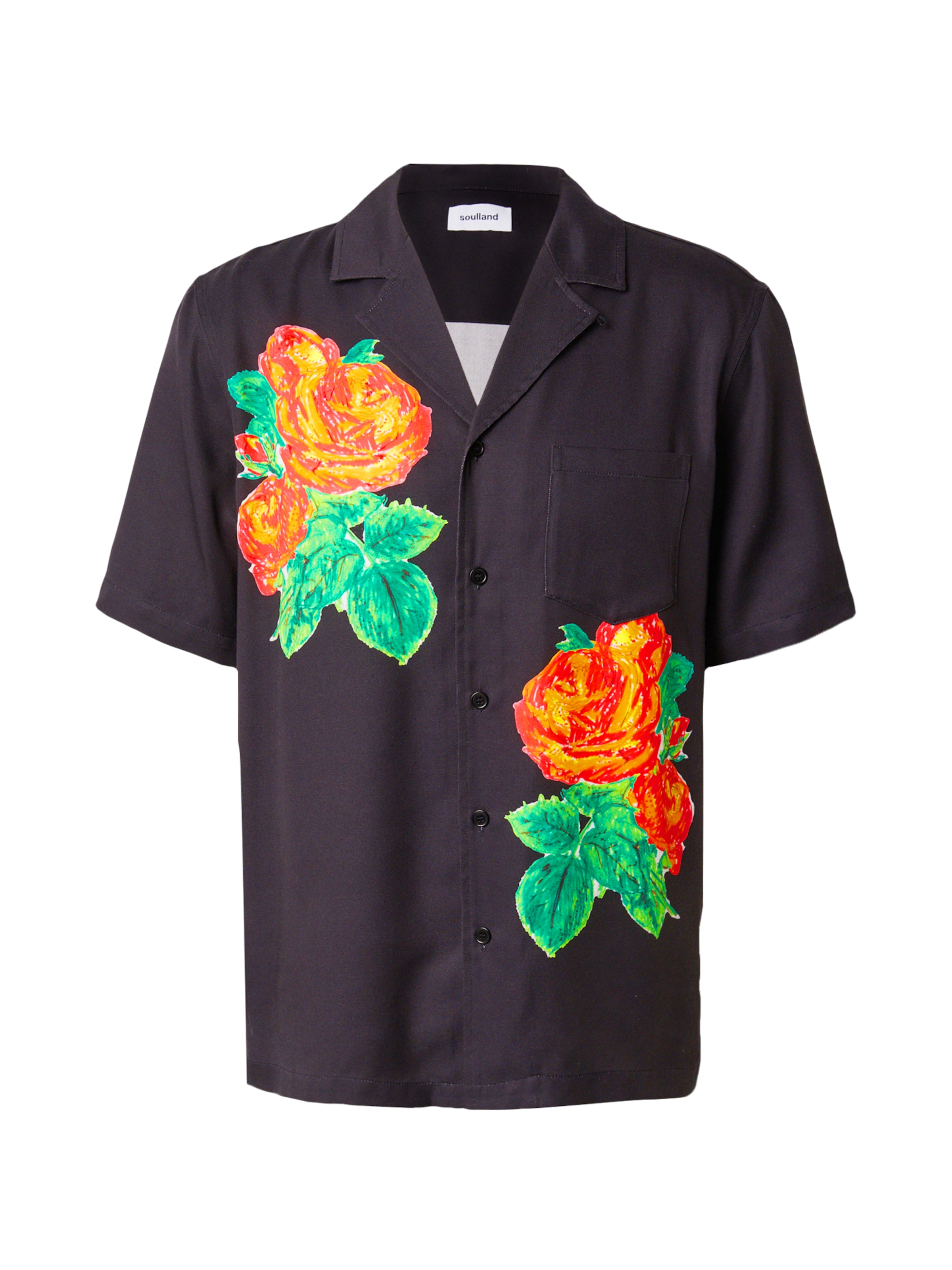 Soulland Comfort Fit Πουκάμισο 'Orson' σε μαύρο: μπροστά