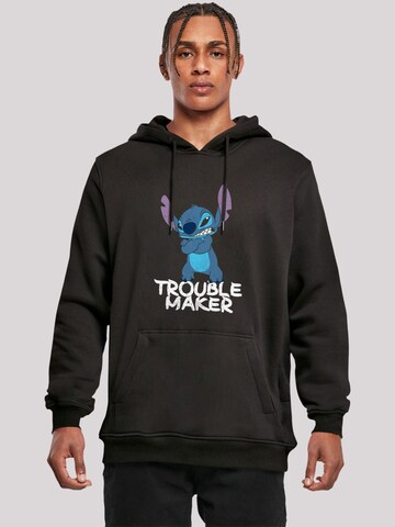 F4NT4STIC Sweatshirt 'Disney Lilo & Stitch Trouble Maker' in Zwart: voorkant