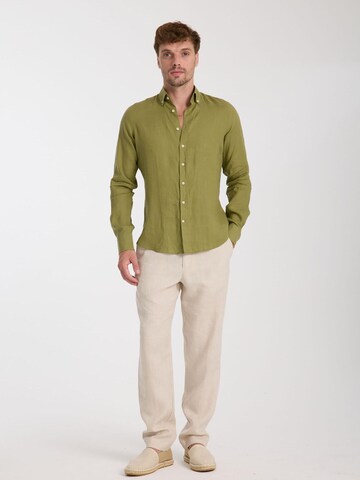 Slim fit Camicia business 'Leonardo Linen Man Shirt Pink' di 7Camicie in verde