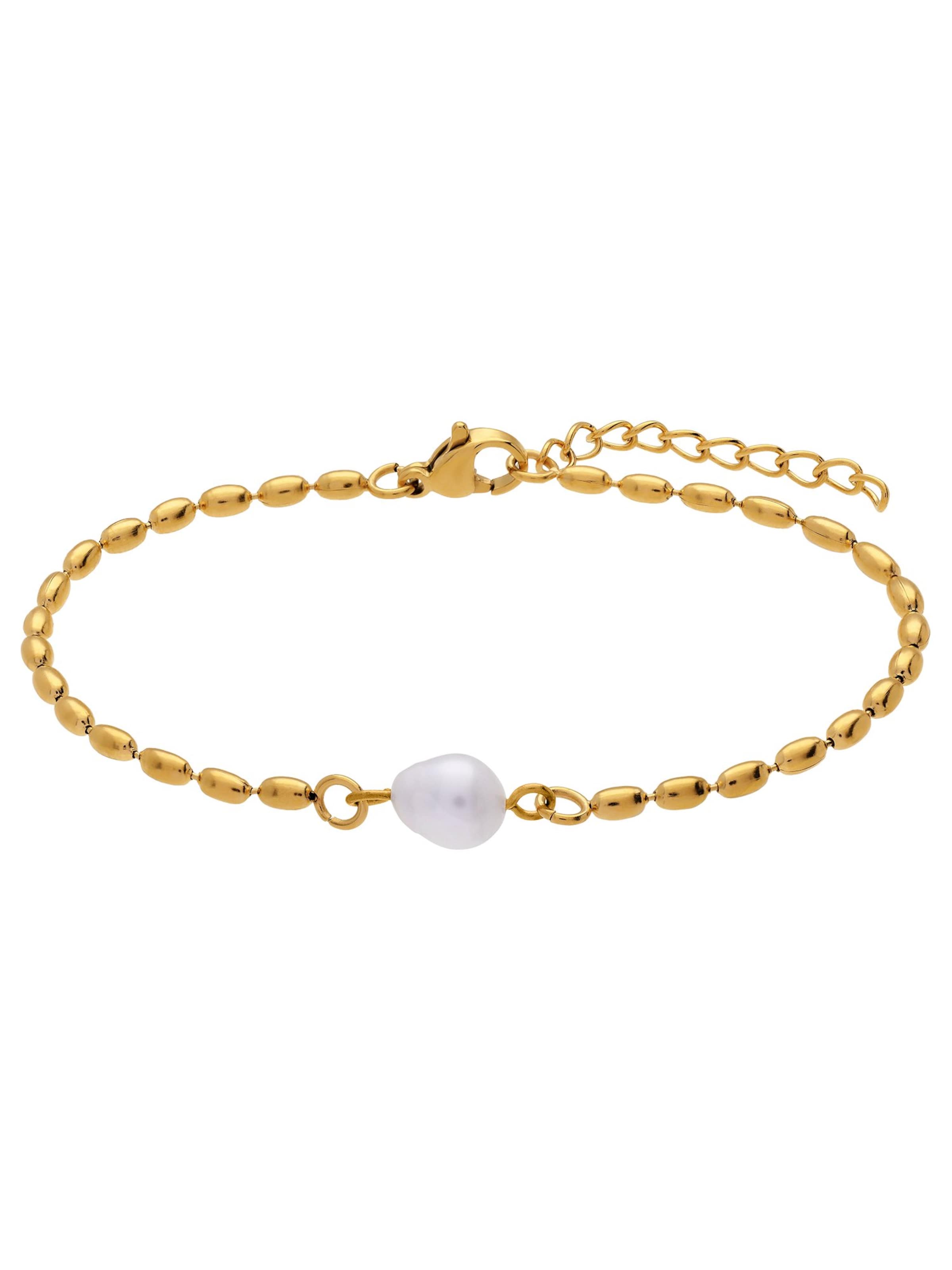 Lucardi Armband 'Moderner Look' in Onesize in de kleur Goud / Parelwit, Productweergave