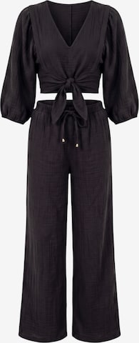 WENOR Loungewear 'FLOWSET' in Black: front