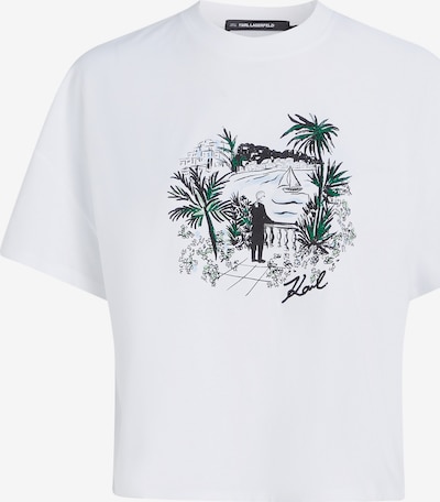 Marškinėliai 'Villa la Vigie' iš Karl Lagerfeld, spalva – šviesiai mėlyna / smaragdinė spalva / juoda / balta, Prekių apžvalga