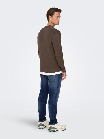 Only & Sons Knit Cardigan 'ONSTing' in Brown