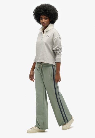 Superdry Wide leg Broek 'Essentials' in Groen