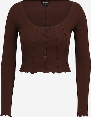 Monki Knit cardigan in Brown: front