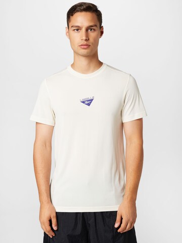 T-Shirt fonctionnel Reebok en blanc : devant