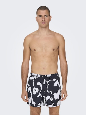 Only & Sons Board Shorts 'Ted Life' in Black: front