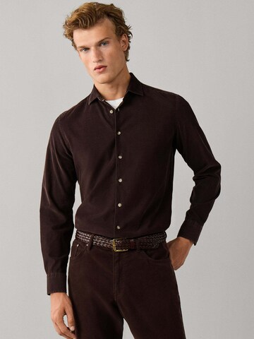 Hackett London Regular Fit Hemd in Braun: Vorderseite