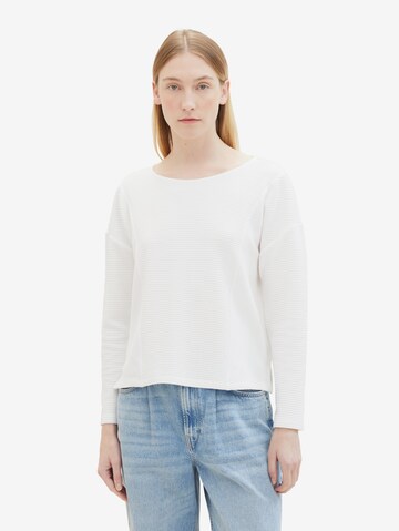 Sweat-shirt TOM TAILOR en blanc : devant