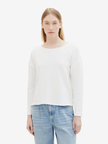 Sweat-shirt TOM TAILOR en blanc : devant