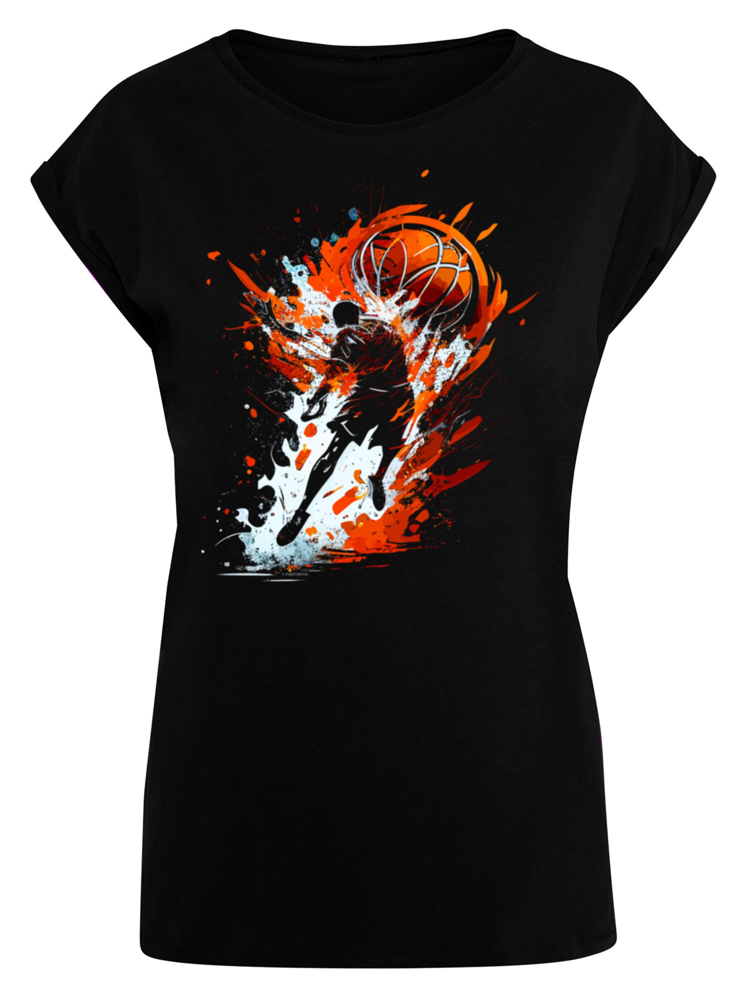 T-shirt 'Basketball Sports Collection Orange Splash' F4NT4STIC en noir : devant