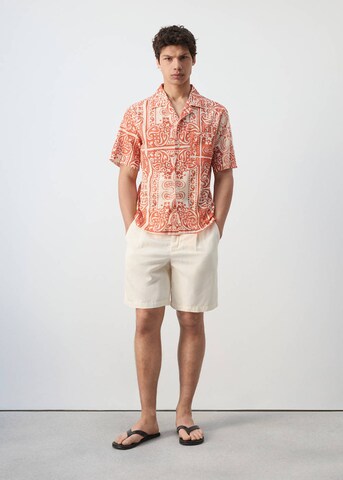 MANGO MAN Comfort Fit Hemd 'Madrasp' in Orange