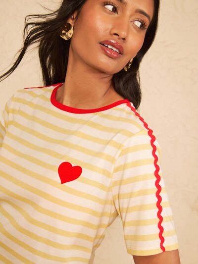 love & roses Shirts i S i gul / lysegul / rød, Produktvisning