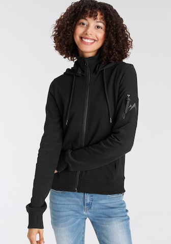 ALPENBLITZ Zip-Up Hoodie in Black: front