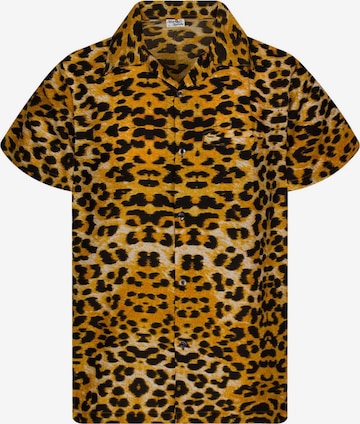 King Kameha Button Up Shirt 'Leopard' in Beige: front