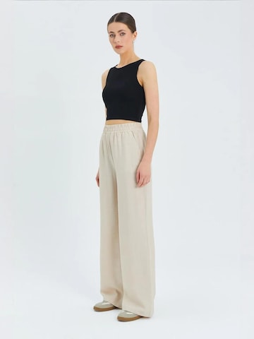 Wide Leg Pantalon MixRay en beige