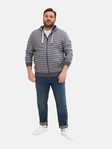 TOM TAILOR Men + Zip-Up Hoodie in Grey